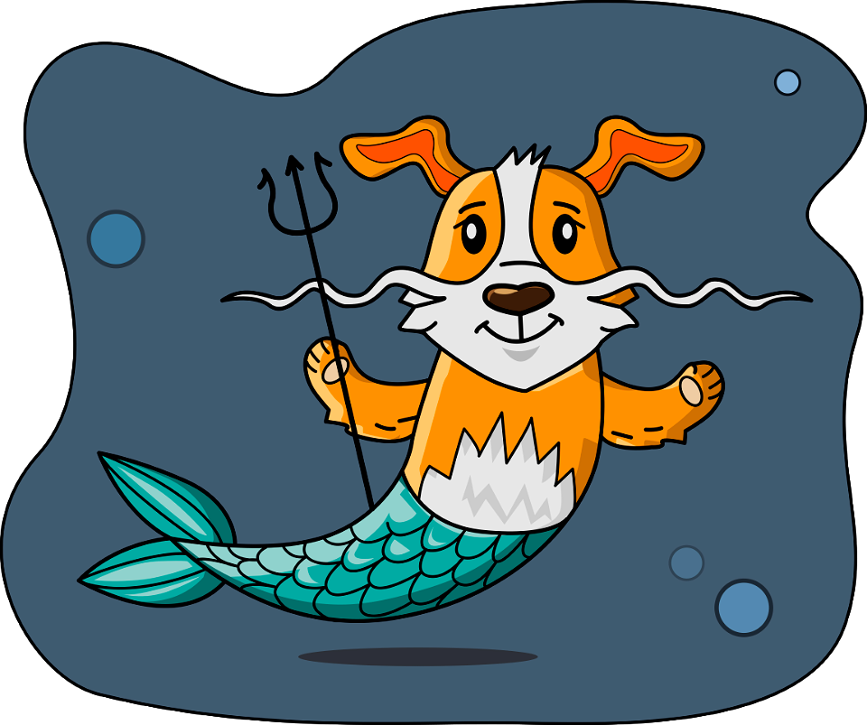 Mermaid Dog. Free illustration for personal and commercial use.