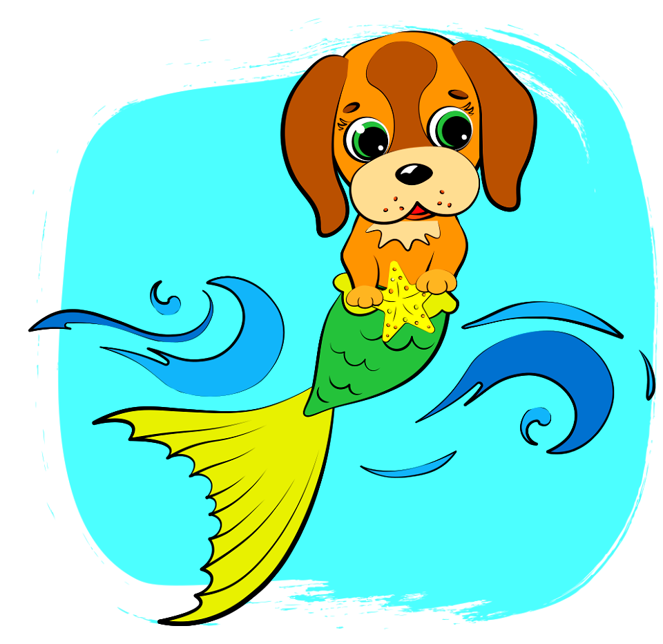 Mermaid Puppy. Free illustration for personal and commercial use.