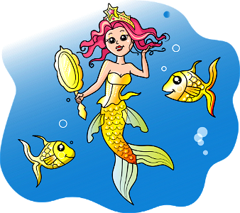 Mermaid Queen with Fishes. Free illustration for personal and commercial use.