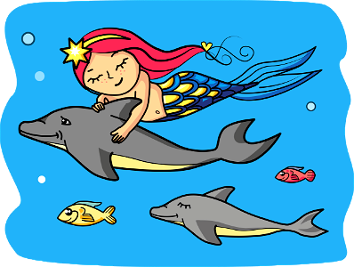 Mermaid with Dolphin. Free illustration for personal and commercial use.