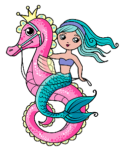 Mermaid with Seahorse. Free illustration for personal and commercial use.