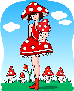 Mushroom Girl. Free illustration for personal and commercial use.