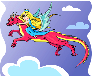 Princess with Dragon. Free illustration for personal and commercial use.