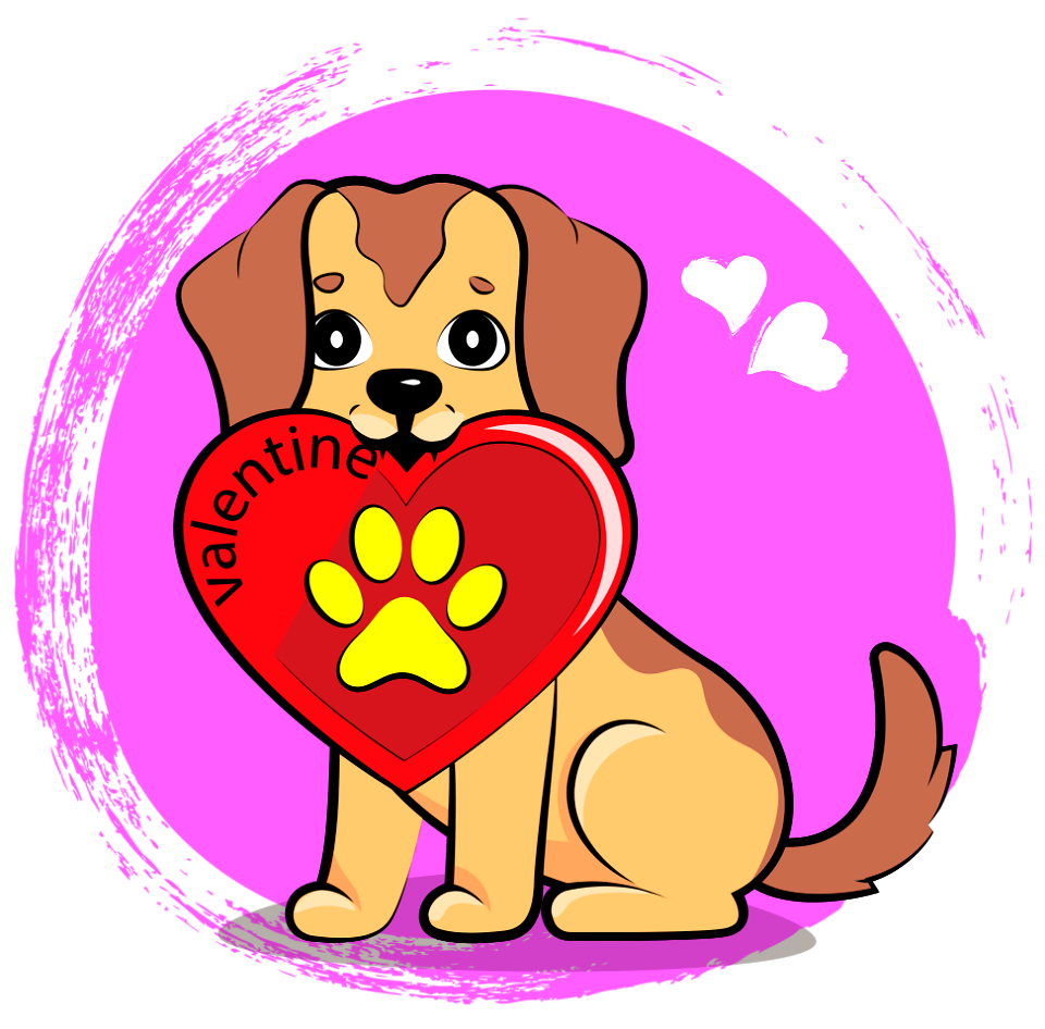 Valentines Puppy. Free illustration for personal and commercial use.