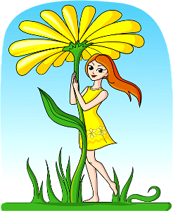 Woman under Flower. Free illustration for personal and commercial use.