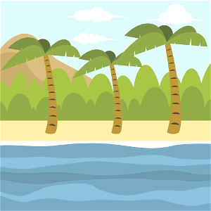 Landscape with Palm Trees. Free illustration for personal and commercial use.