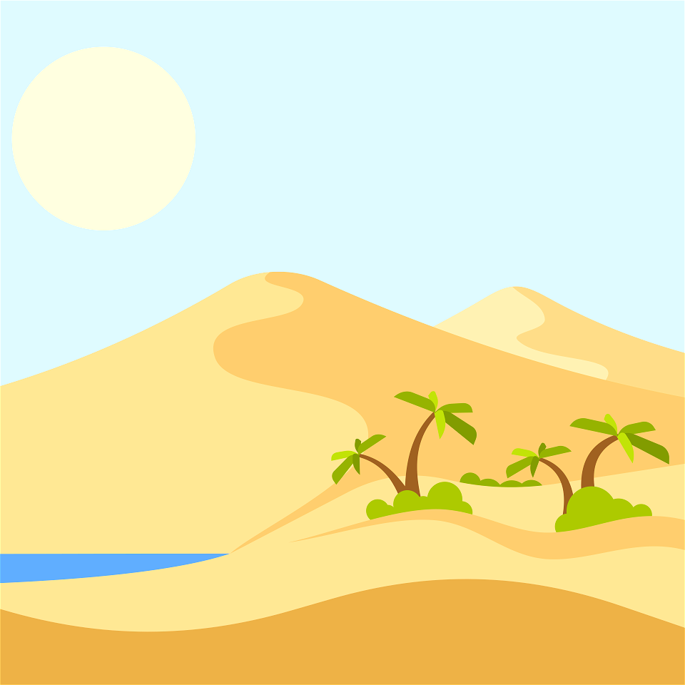 Oasis in Desert. Free illustration for personal and commercial use.