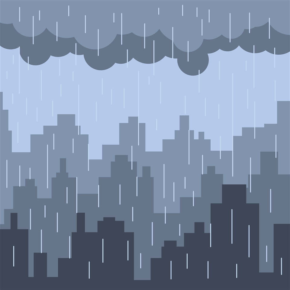 Rain in the City. Free illustration for personal and commercial use.