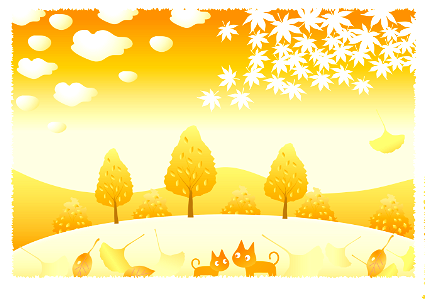 Autumn hill cats. Free illustration for personal and commercial use.