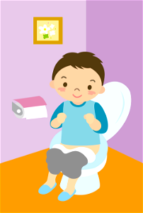 Boy in toilet. Free illustration for personal and commercial use.
