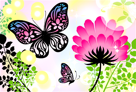 Butterflies in flowers. Free illustration for personal and commercial use.