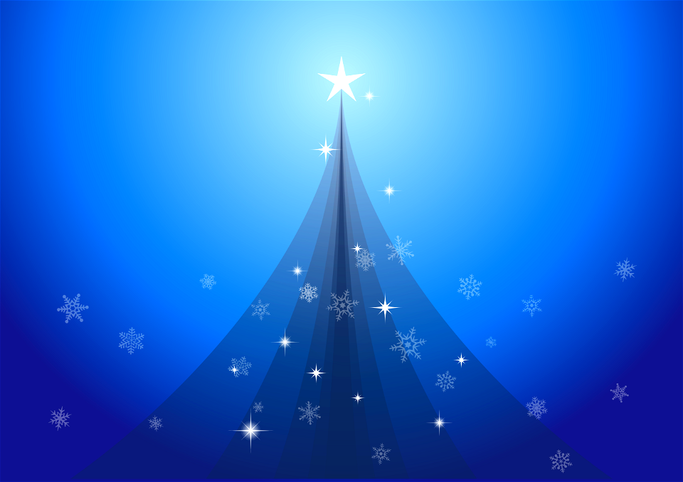 Christmas tree blue background. Free illustration for personal and commercial use.