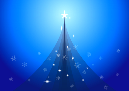 Christmas tree blue background. Free illustration for personal and commercial use.