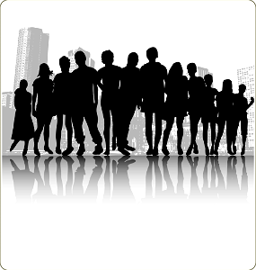 City people silhouette. Free illustration for personal and commercial use.
