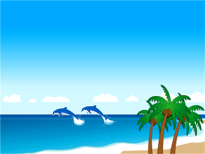 Dolphins sea beach. Free illustration for personal and commercial use.