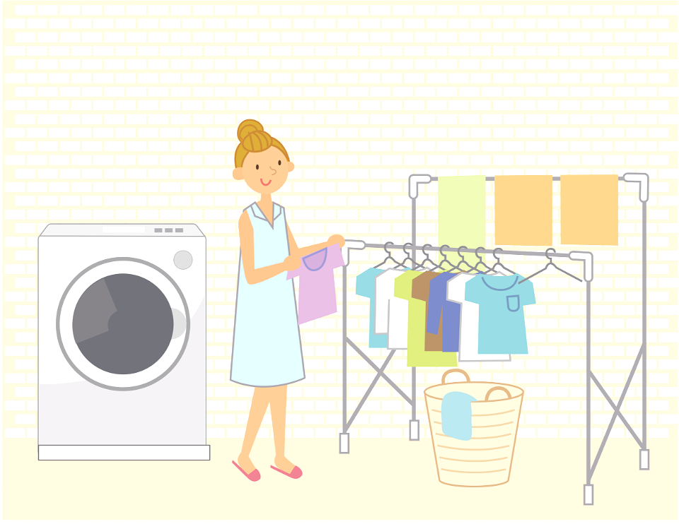 Dry laundry woman. Free illustration for personal and commercial use.