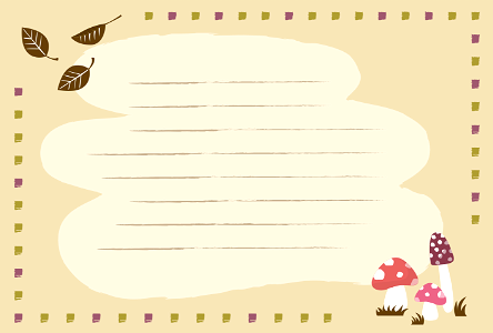 Fallen leaves mushroom message card. Free illustration for personal and commercial use.