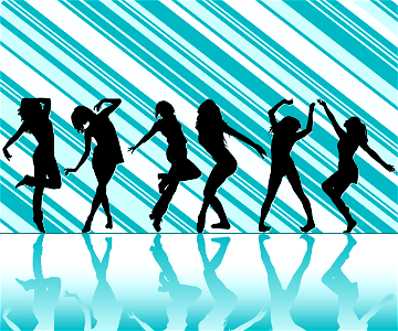 Girls dancing silhouette. Free illustration for personal and commercial use.