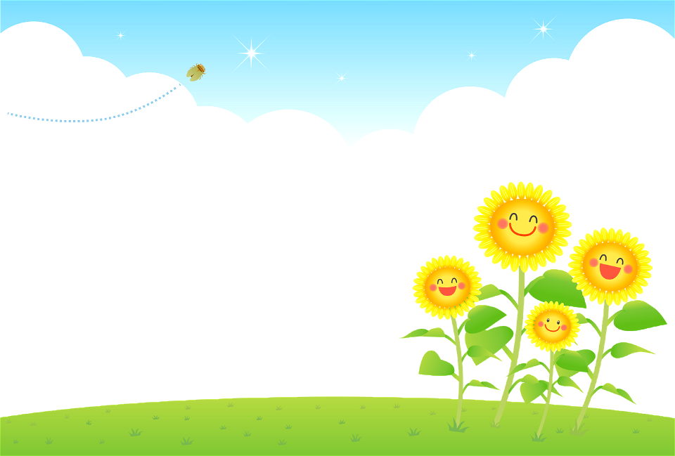 Happy sunflowers. Free illustration for personal and commercial use.