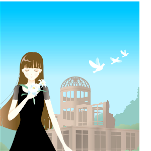 Hiroshima peace memorial girl. Free illustration for personal and commercial use.