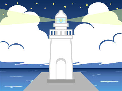 Lighthouse night light. Free illustration for personal and commercial use.