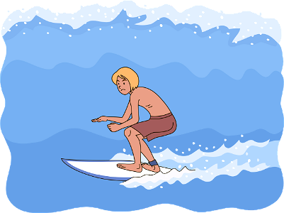 Man boy surfing surfer. Free illustration for personal and commercial use.