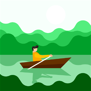 Man in boat. Free illustration for personal and commercial use.
