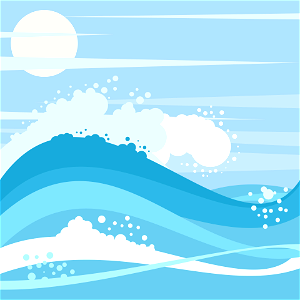 Moon sea wave. Free illustration for personal and commercial use.