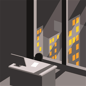 Office company night. Free illustration for personal and commercial use.