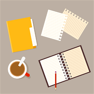 Office notepad coffee. Free illustration for personal and commercial use.