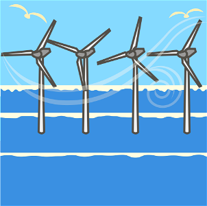 Offshore wind power. Free illustration for personal and commercial use.