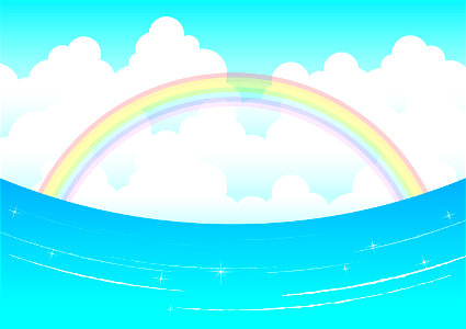 Rainbow and sea. Free illustration for personal and commercial use.
