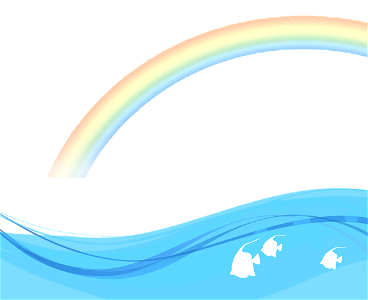 Rainbow and sea. Free illustration for personal and commercial use.