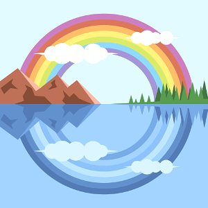 Rainbow lake reflection. Free illustration for personal and commercial use.