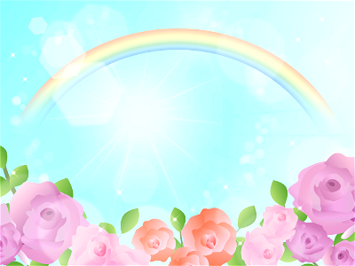 Rainbow with roses. Free illustration for personal and commercial use.