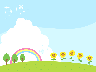 Rainbow with sunflowers. Free illustration for personal and commercial use.