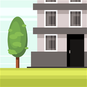 Residential building entrance. Free illustration for personal and commercial use.