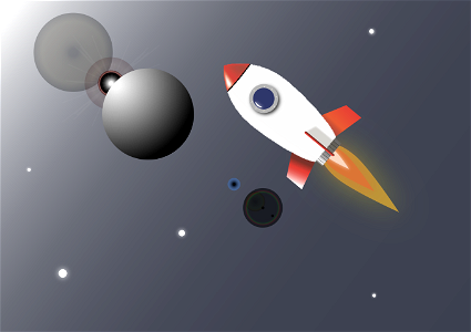 Rocket and moon. Free illustration for personal and commercial use.