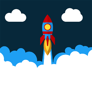 Rocket in clouds. Free illustration for personal and commercial use.