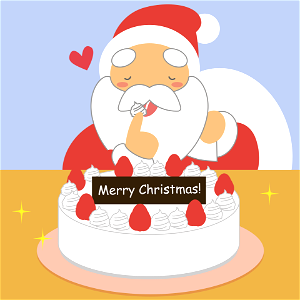 Santa claus and christmas cake. Free illustration for personal and commercial use.