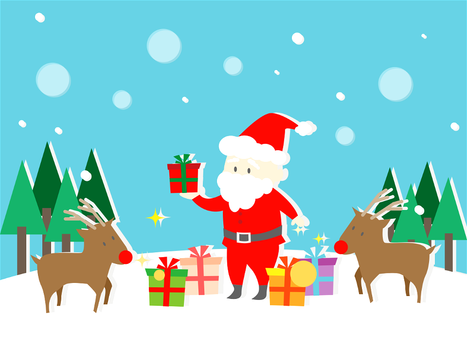 Santa claus with rreindeers. Free illustration for personal and commercial use.