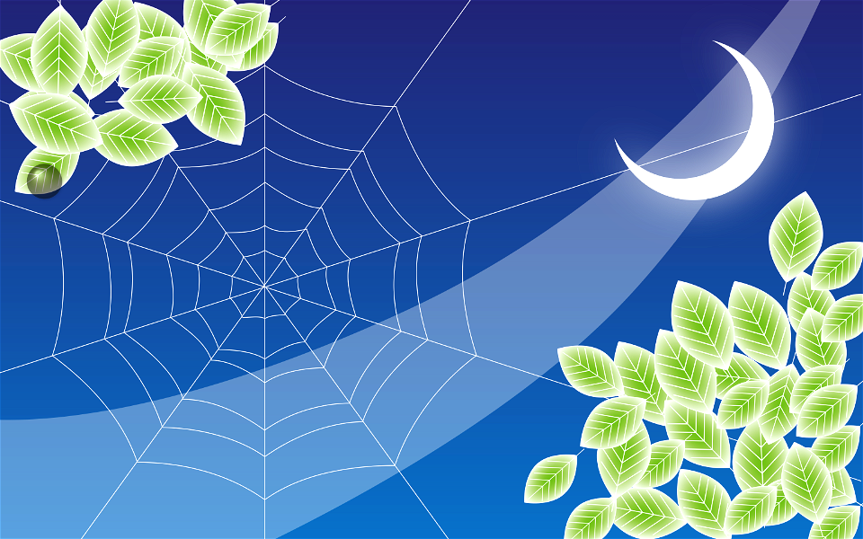 Spider web under moon. Free illustration for personal and commercial use.