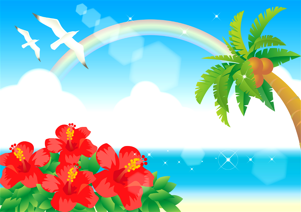 Summer beach. Free illustration for personal and commercial use.