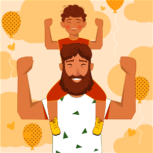 Dad and Son. Free illustration for personal and commercial use.