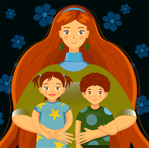 Mother and Children. Free illustration for personal and commercial use.