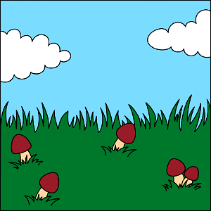 Mushroom meadow background. Free illustration for personal and commercial use.