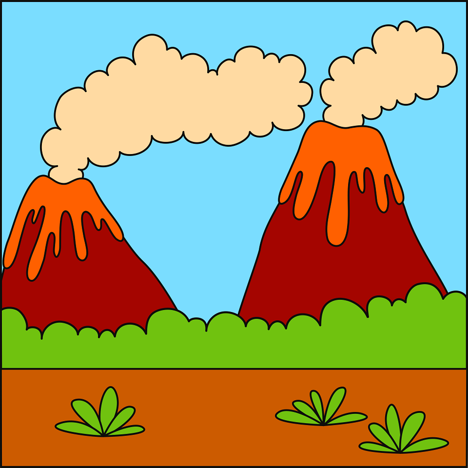Volcanoes background. Free illustration for personal and commercial use.
