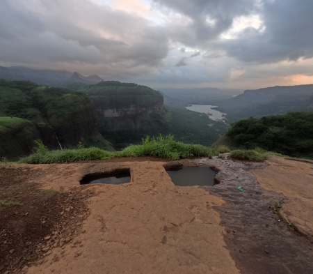 Natural water tank on top of mountain