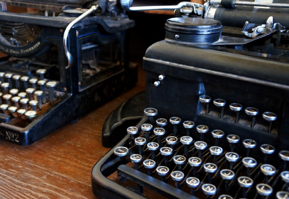 Antique old typewriters type photo