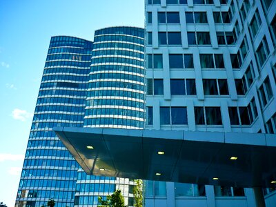 Skyscraper bluish facade